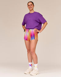 Woman wearing Pride Sticker Boxy Tee - Fresh Purple | Thumbnail Index: 2