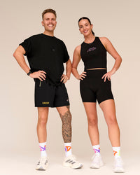 Man wearing Pride Rep 7" Training Shorts - Black - Black | Thumbnail Index: 12