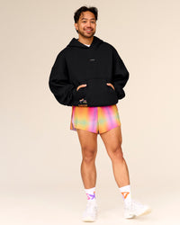 Man wearing Pride Sticker Boxy Hoodie - Black | Thumbnail Index: 2