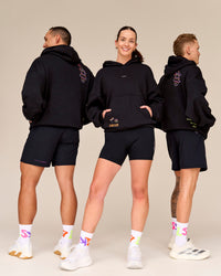 Duo wearing Pride Sticker Boxy Hoodie - Black | Thumbnail Index: 21