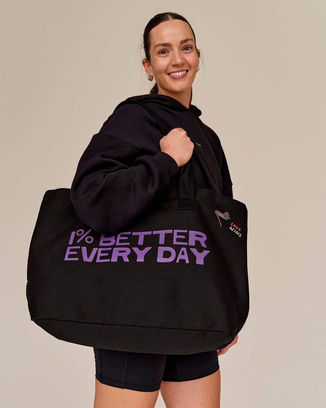 Hold It All Canvas Tote - Black-Multi - view 1
