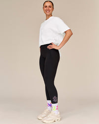 Woman wearing Fusion Graphic Ultra High-Rise Full Length Legging Pockets - Black-Radiate | Thumbnail Index: 1