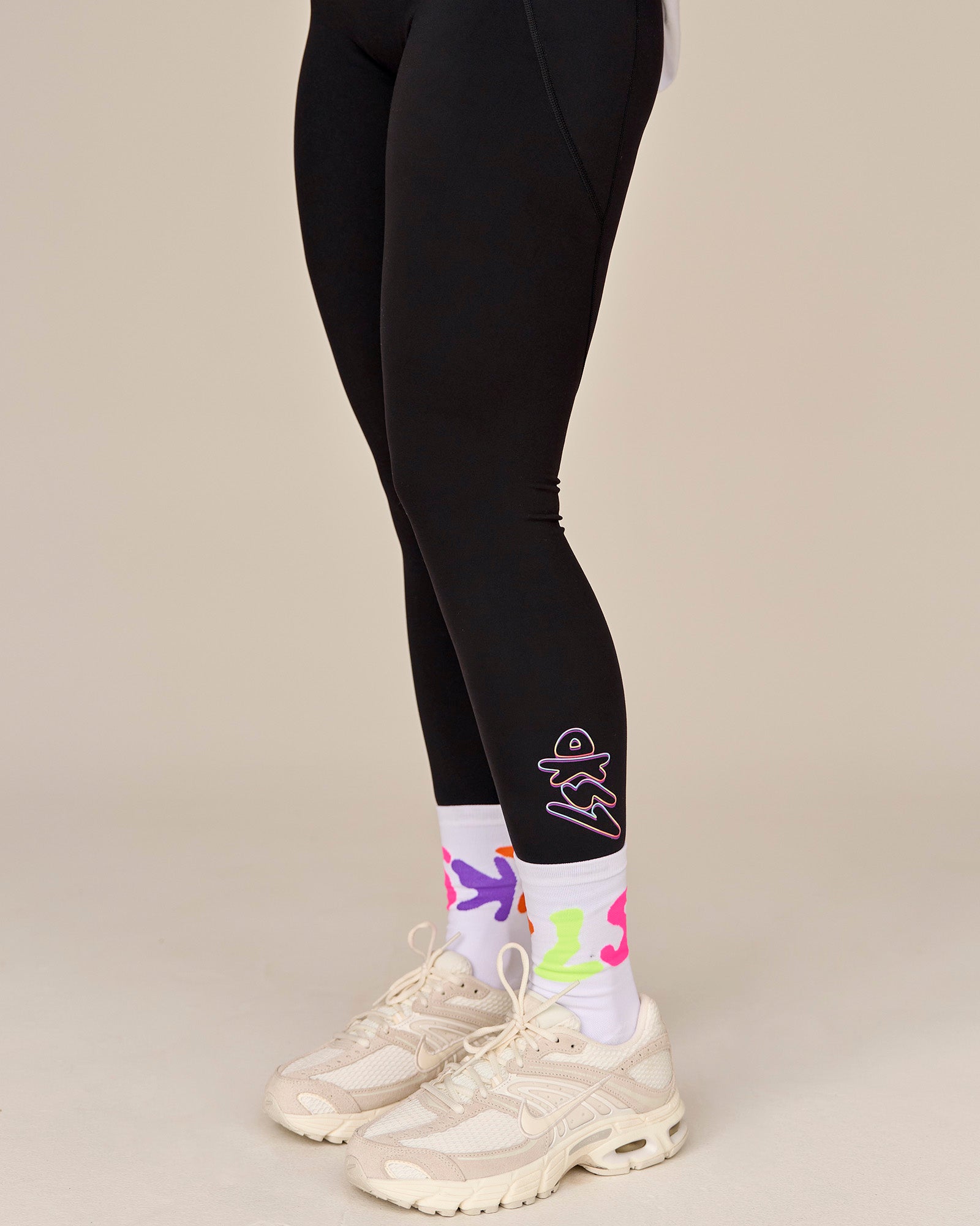 Woman wearing Fusion Graphic Ultra High-Rise Full Length Legging Pockets - Black-Radiate