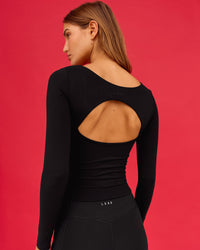 Show It Off Long Sleeve Top - Black | Thumbnail Index: 0