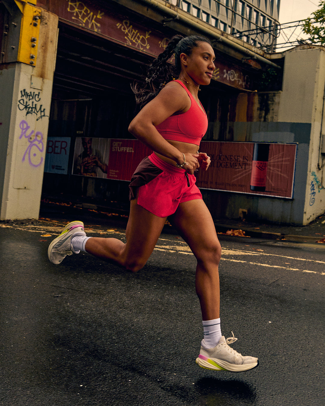 Woman wearing Accelerate 3" Mid-Rise Running Short - Cherry Lacquer-Scarlet - view 10
