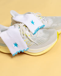 Flatlay GG - Fast Frill Quarter Sock - GG- White-Baltic Sea | Thumbnail Index: 8