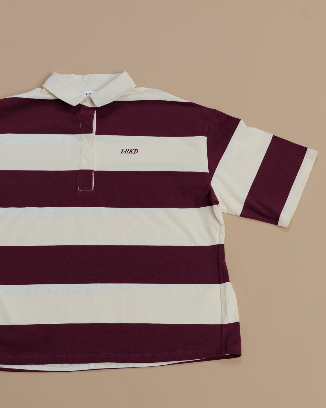 Oversized Rugby Polo - Off White-Cherry - view 3