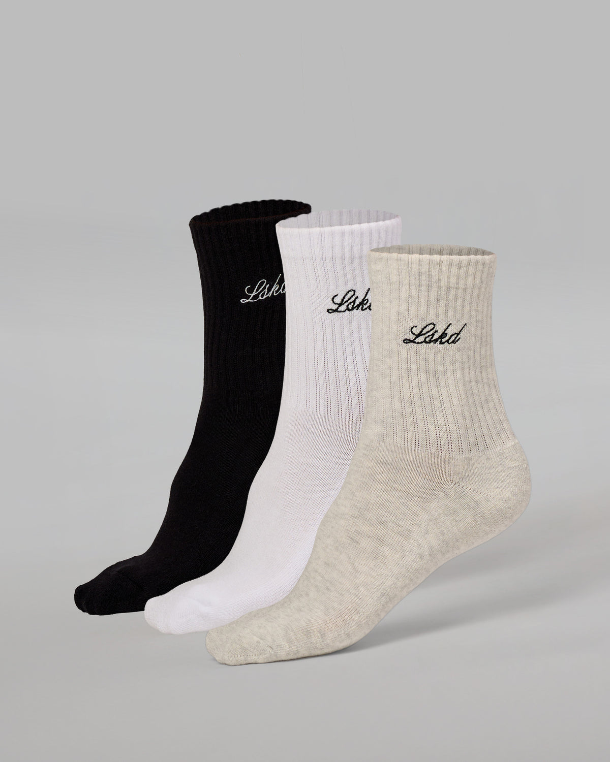 Script Quarter Socks 3 Pack 2.0 - Black-Grey-White