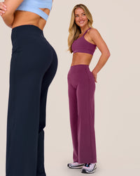 Woman wearing Elixir High-Rise Petite Pant - Boysenberry | Model:Issy | Size:XS | Thumbnail Index: 2