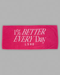 1% Better Every Day Cotton Towel 50x115cm - Magenta-White | Thumbnail Index: 0
