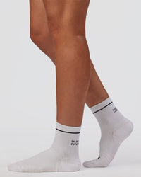 1% Better Performance Quarter Socks - White-Black | Thumbnail Index: 1