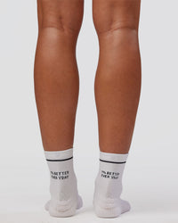 1% Better Performance Quarter Socks - White-Black | Thumbnail Index: 2
