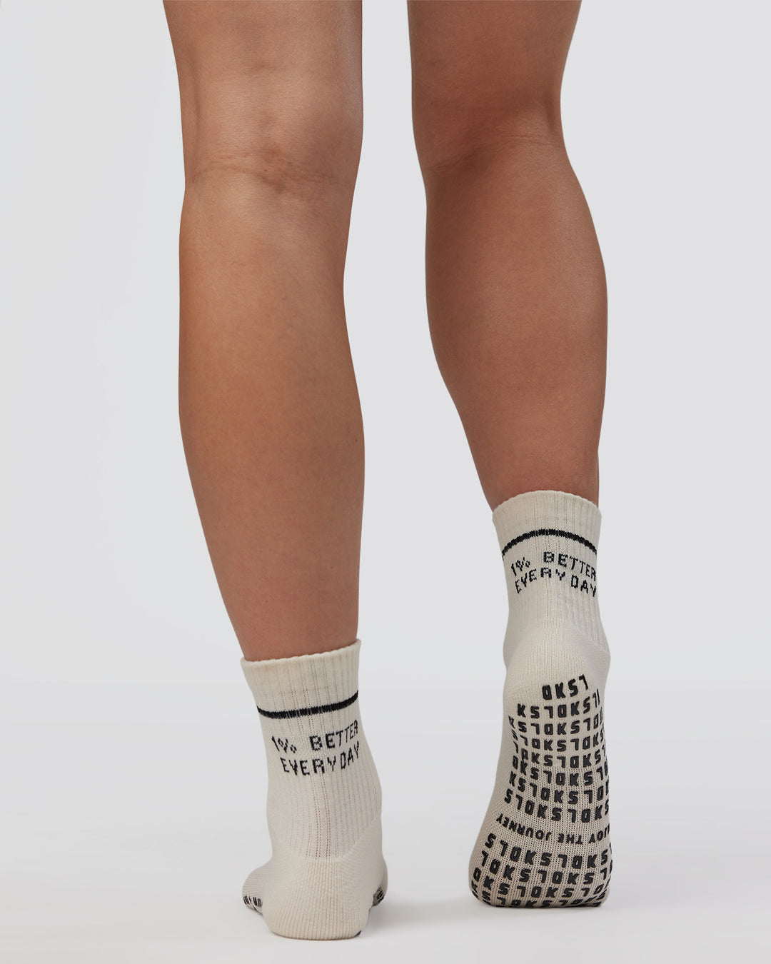 1% Better Pilates Grip Sock - Off White-Black - view 3