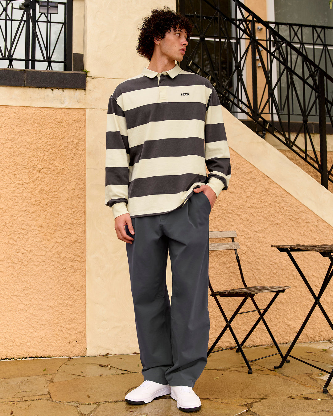 Clubhouse Unisex Rugby Polo - Off White-Grey - view 12