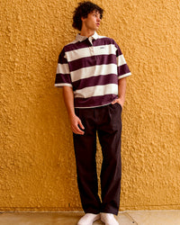 
Man wearing Oversized Rugby Polo - Off White-Cherry | Model:Malebo | Size:M | Thumbnail Index: 8