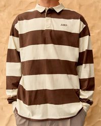 Clubhouse Unisex Rugby Polo - Off White-Brown | Thumbnail Index: 4