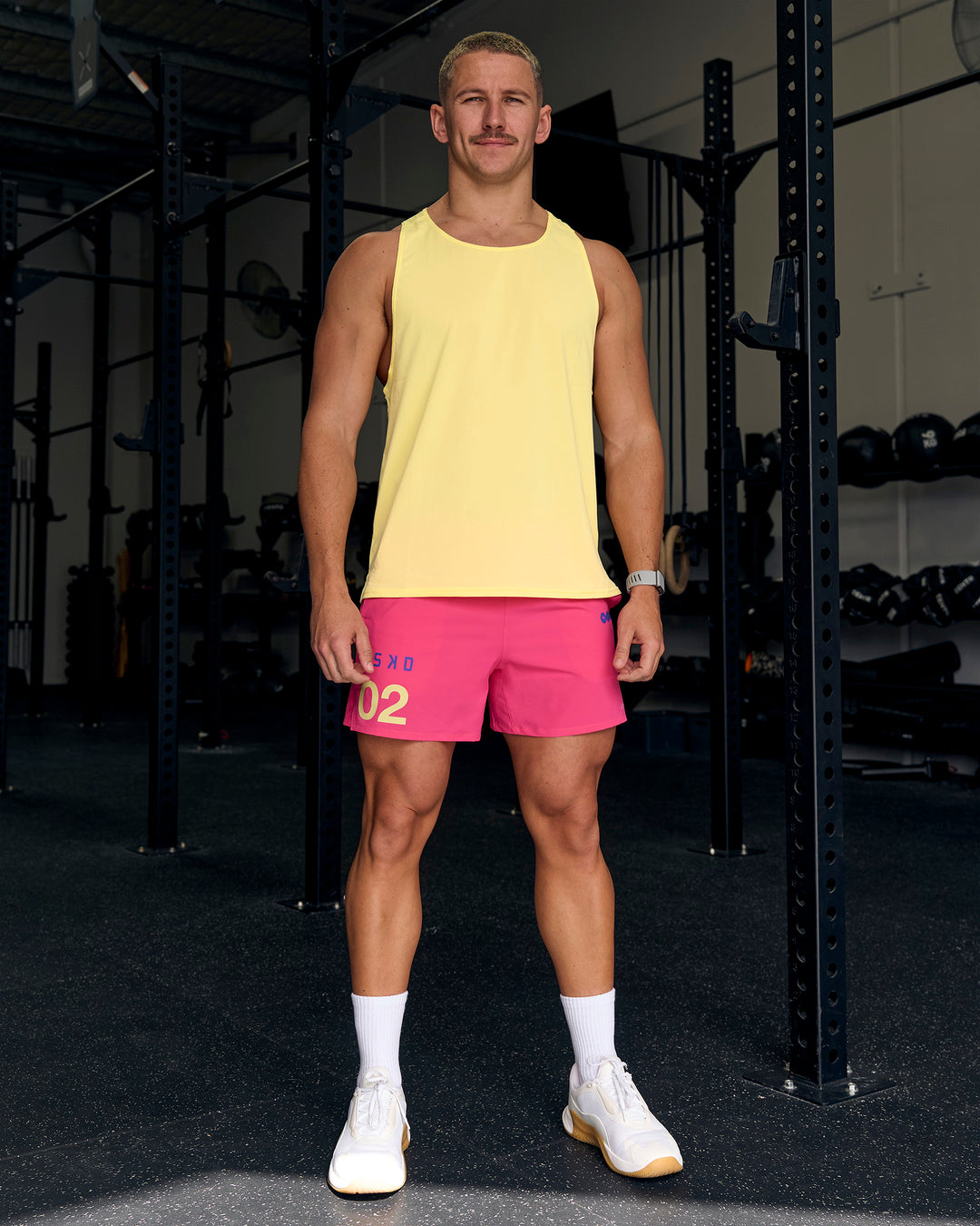 Man wearing Pace 5" Lined Running Short - Game Plan Ultra Pink - view 15