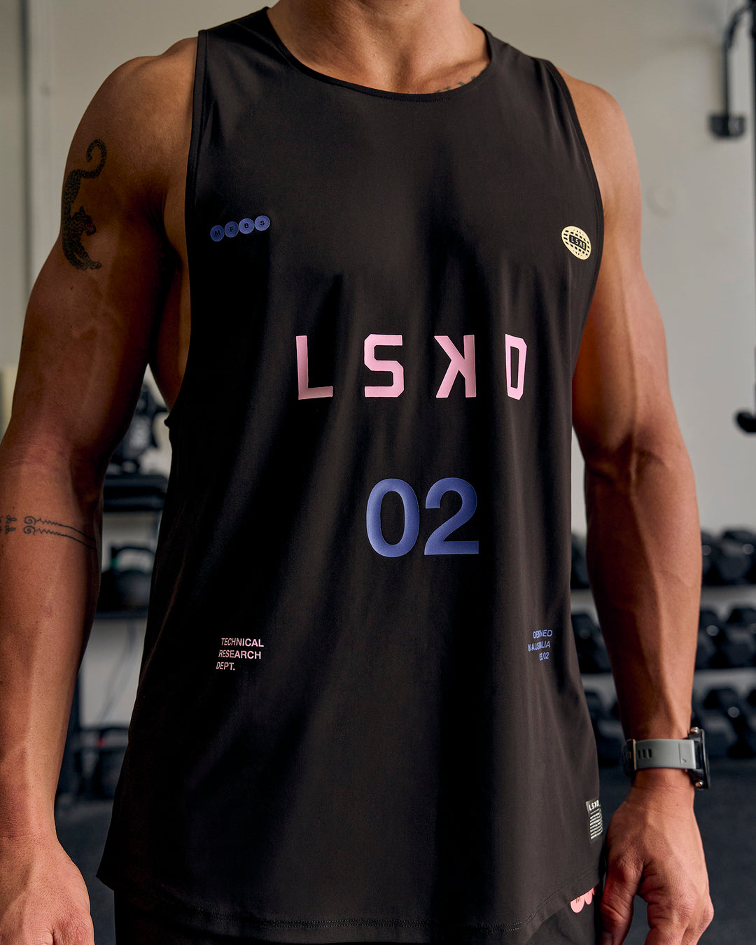 Man wearing Cadence Game Plan Tank - Black - view 7