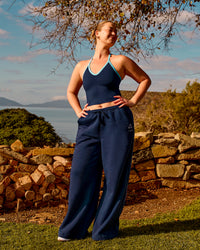 Woman wearing Milla Shelf Bra Tank - Future Navy-Baltic Sea | Model:Carole | Size:M | Thumbnail Index: 7