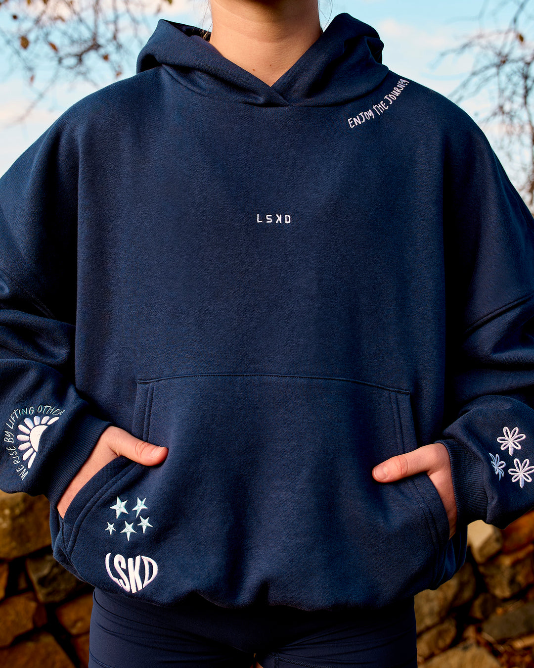 Woman wearing Zola Oversized Hoodie - Future Navy | Model:Brianna | Size:M - view 1