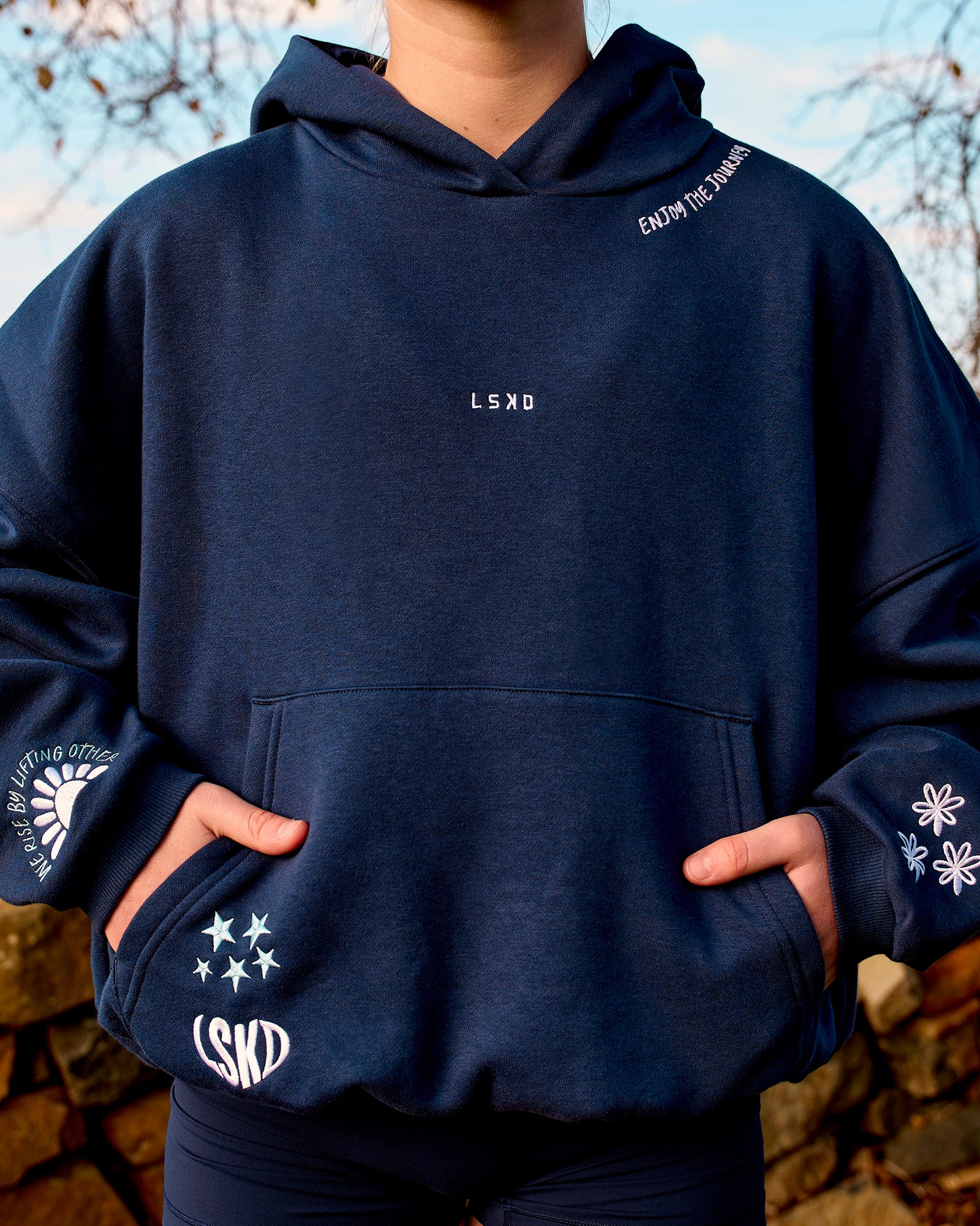 Woman wearing Zola Oversized Hoodie - Future Navy | Model:Brianna | Size:M