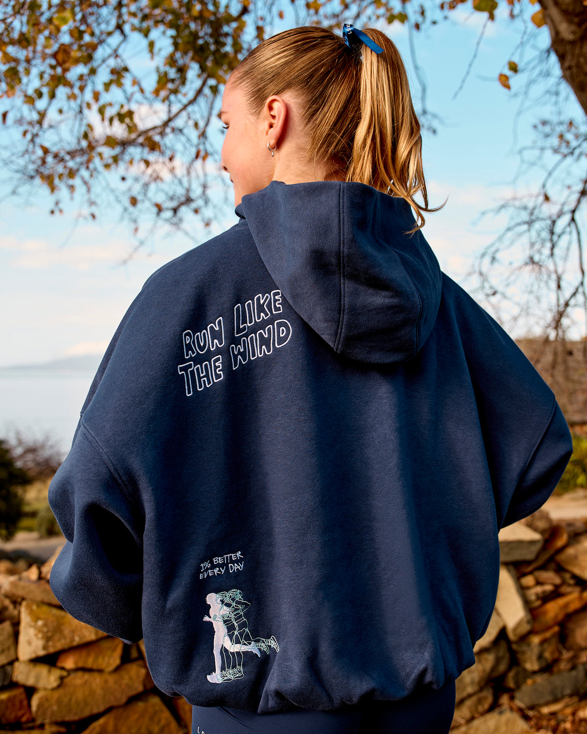 Woman wearing Zola Oversized Hoodie - Future Navy | Model:Brianna | Size:M