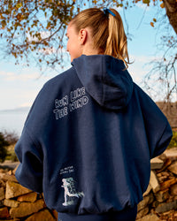 Woman wearing Zola Oversized Hoodie - Future Navy | Model:Brianna | Size:M | Thumbnail Index: 1