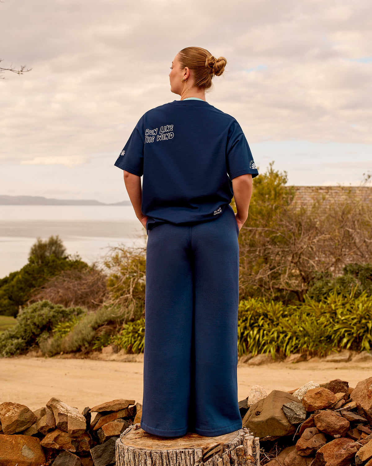 Woman wearing Zola Wide Leg Lounge Pant - Future Navy | Model:Carole | Size:M