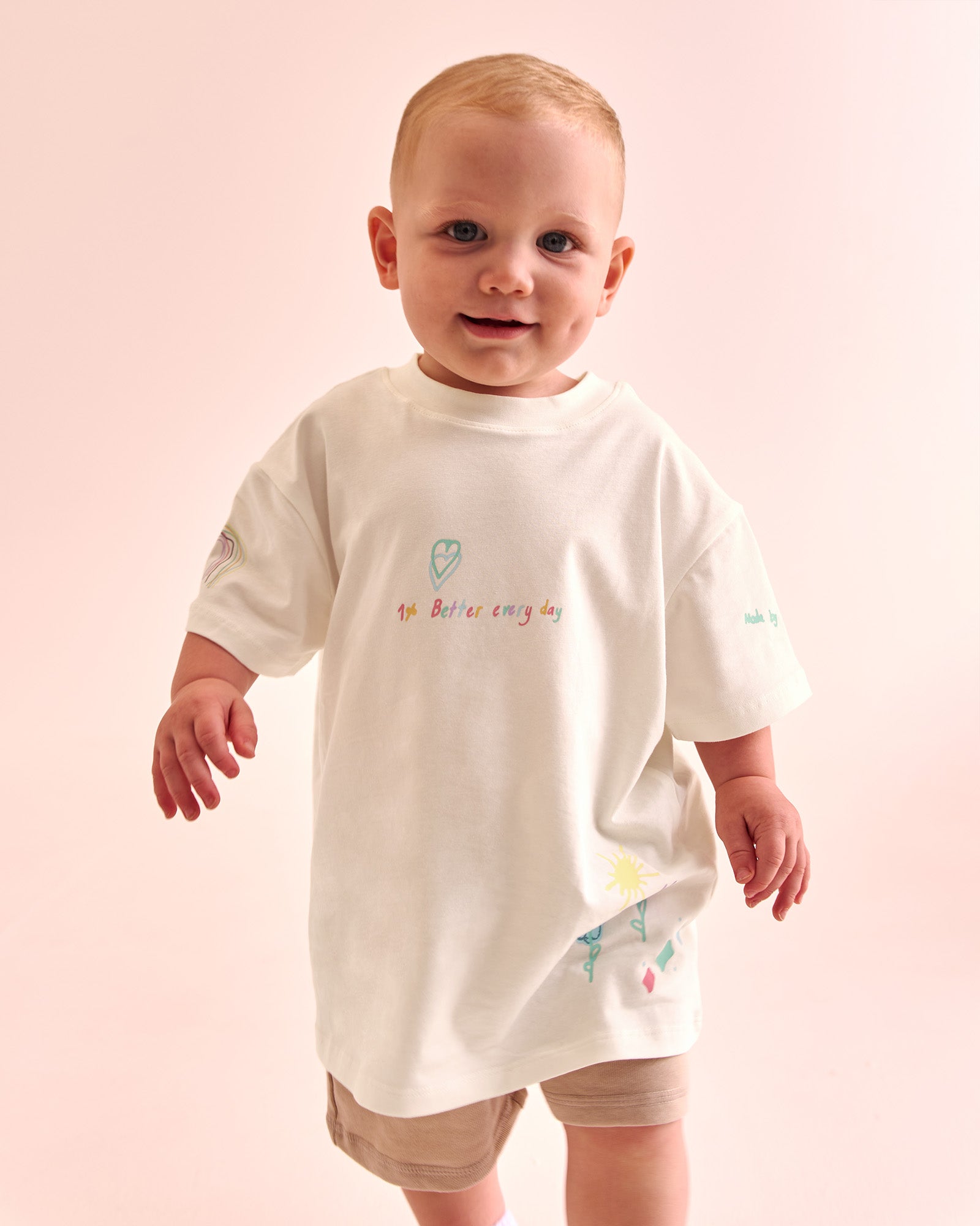 Child wearing Mother's Day Mini Me Kids FLXCotton Tee  - Off White | Model:Banks | Size:2