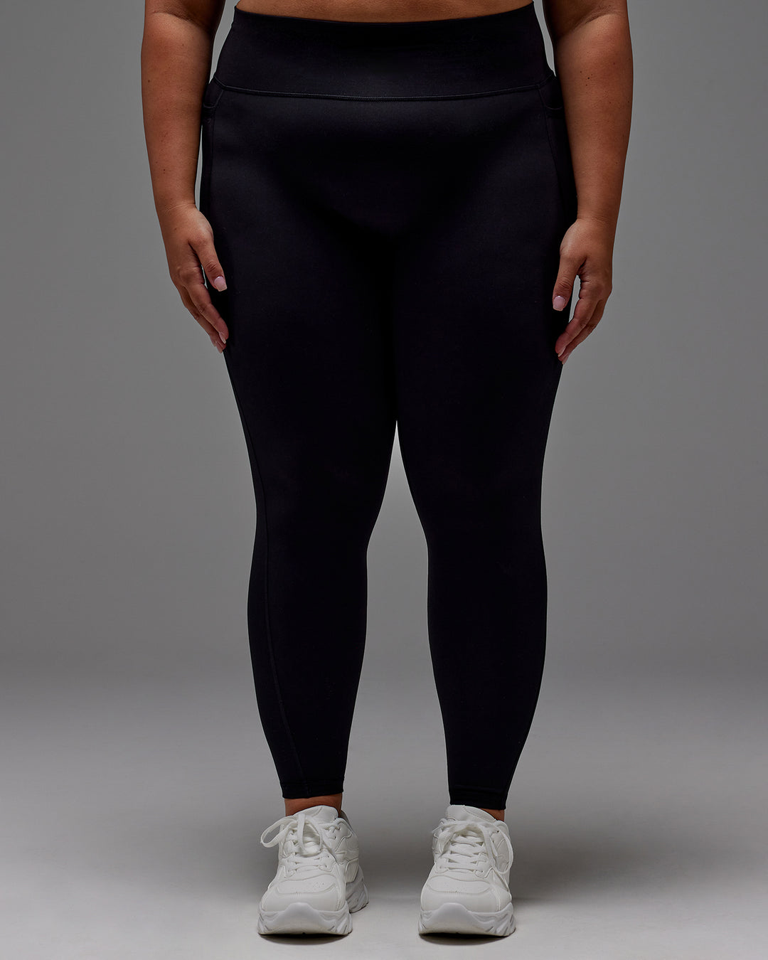 Woman wearing Fusion Ultra High-Rise Full Length Legging Pockets - Black | Model:Jordie | Size:2XL - view 31
