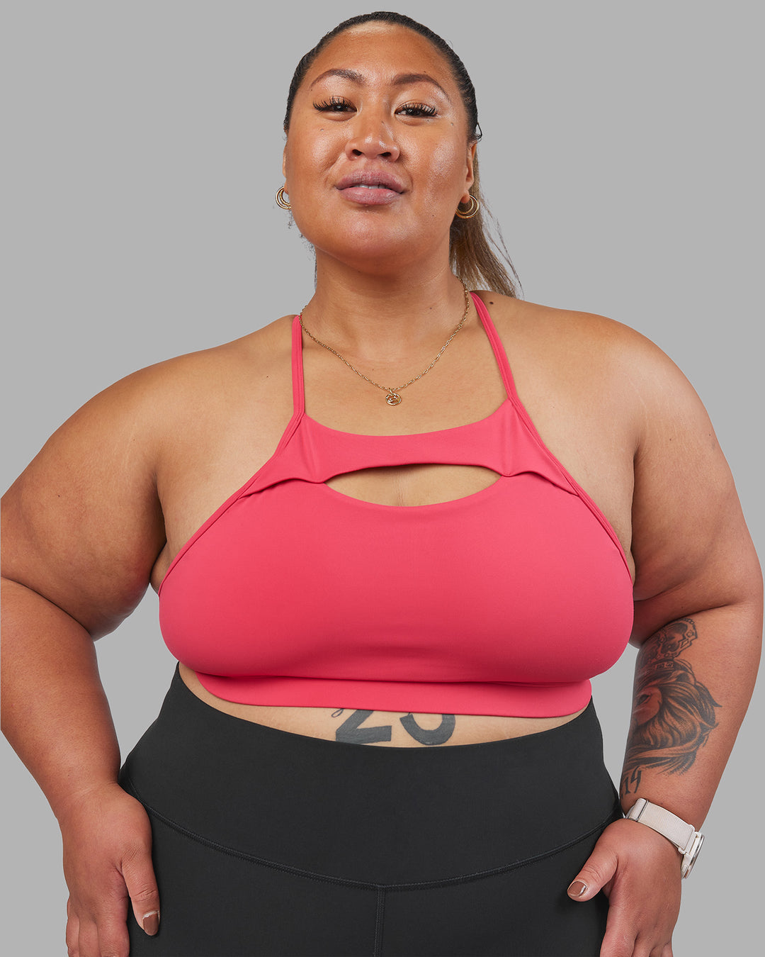 Woman wearing Be Bold Sports Bra - Bright Raspberry | Model:Lilz | Size:3XL - view 3