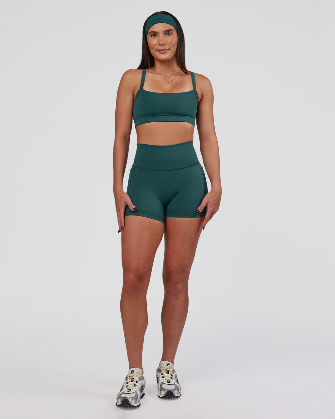 Woman wearing All Day Headband - Transformative Teal - view 3