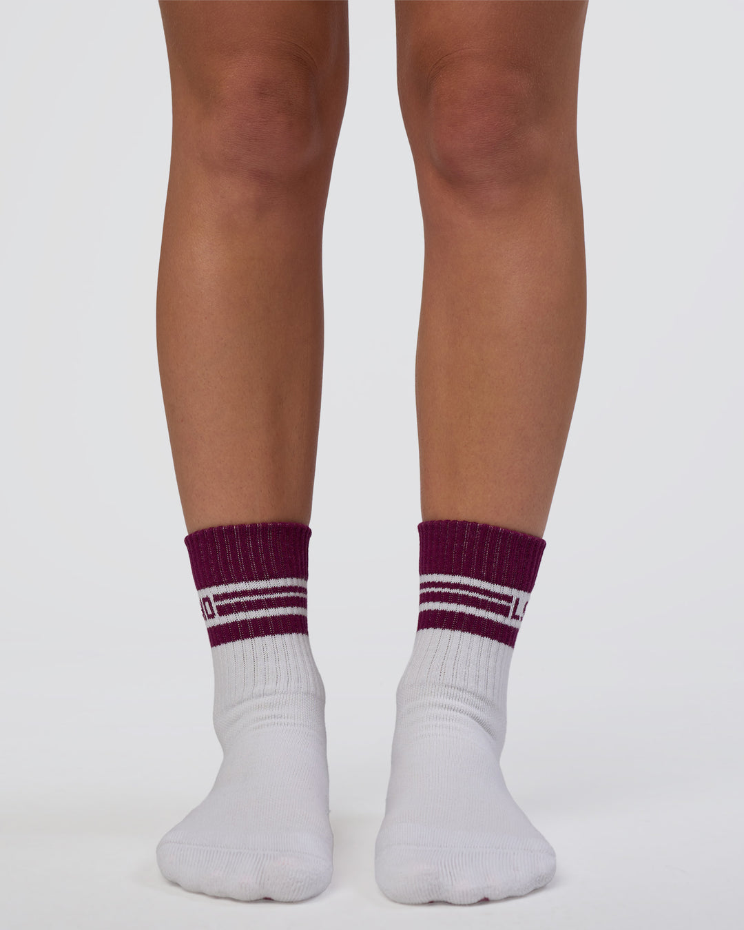 Aspire Pilates Grip Socks - White-Plum Caspia - view 3