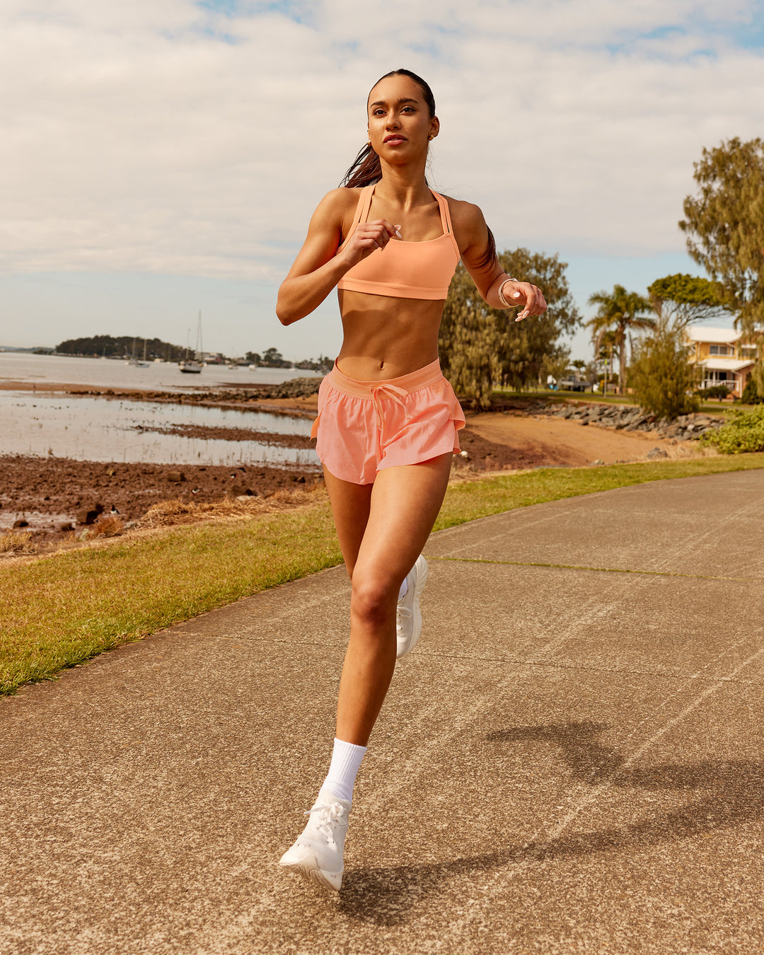 Woman wearing Accelerate 3" Running Short - Cantaloupe | Model:  | Size: - view 13