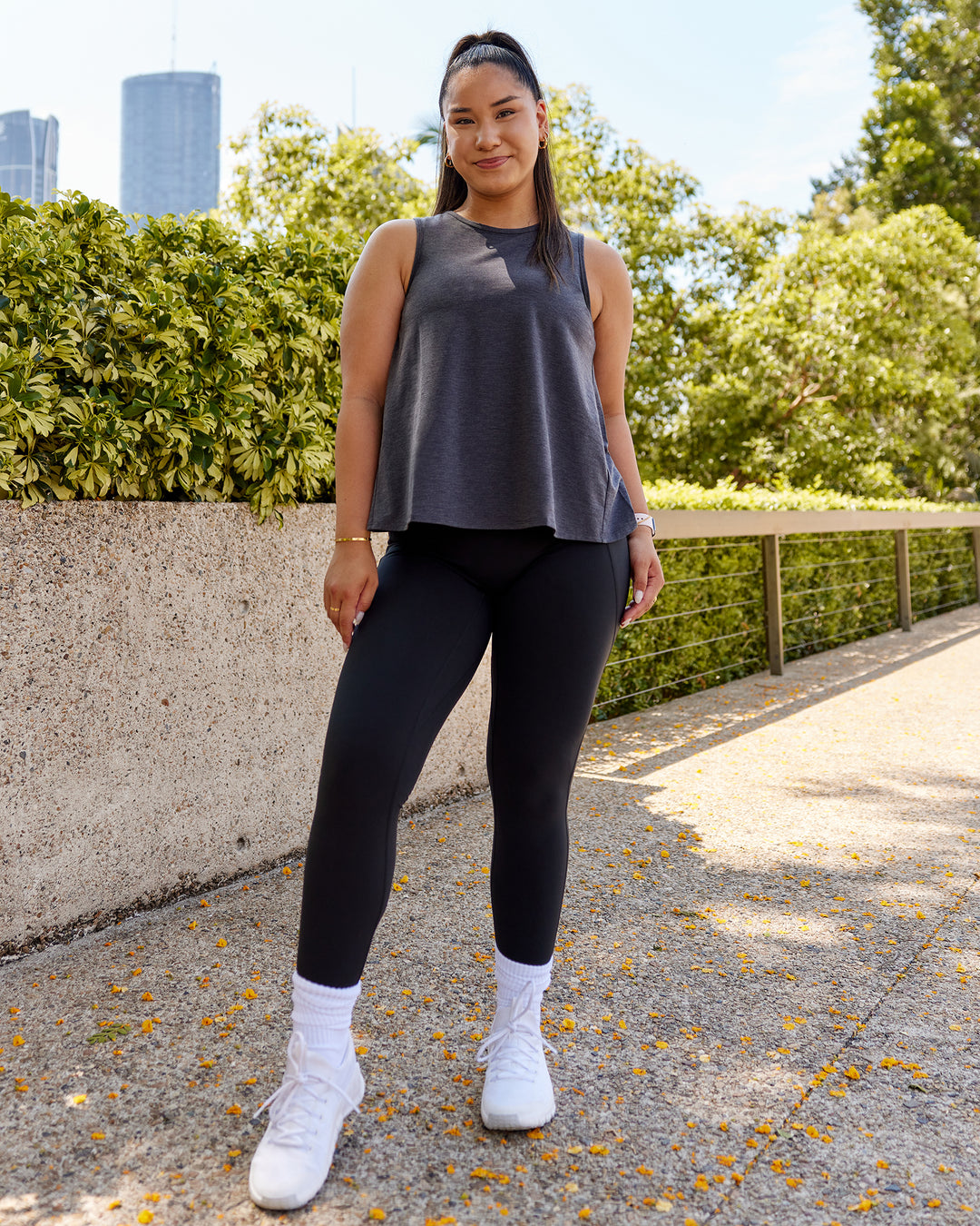 Woman wearing Breeze Training Tank - Black - view 3
