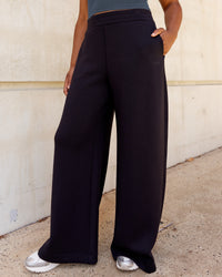 Woman wearing Elevate SoftTouch Wide Leg Pants - Black-Black | Thumbnail Index: 0