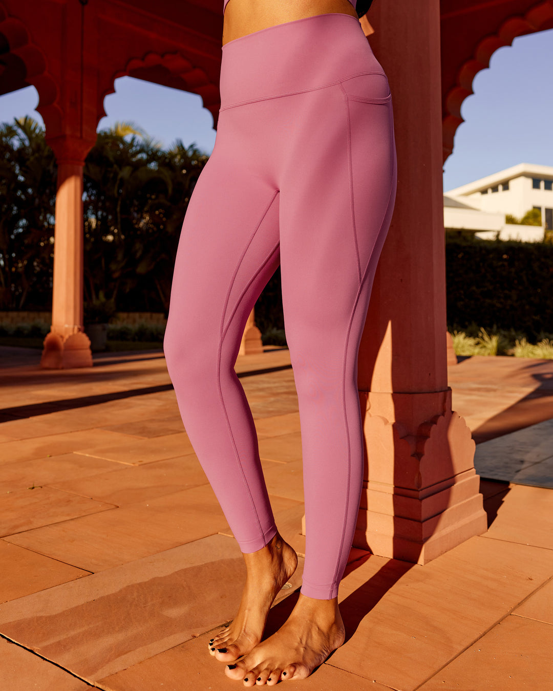 Woman wearing Elixir Ultra High-Rise Full Length Legging Pockets - Mauve Haze - view 3