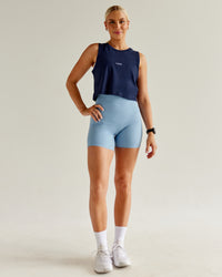 Woman wearing Go-To FLXCotton Tank - Future Navy-White | Thumbnail Index: 3