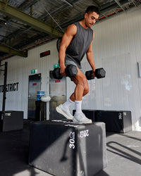 Man wearing AeroFLX+ Seamless Muscle Tank - Pirate Black Marl | Thumbnail Index: 2