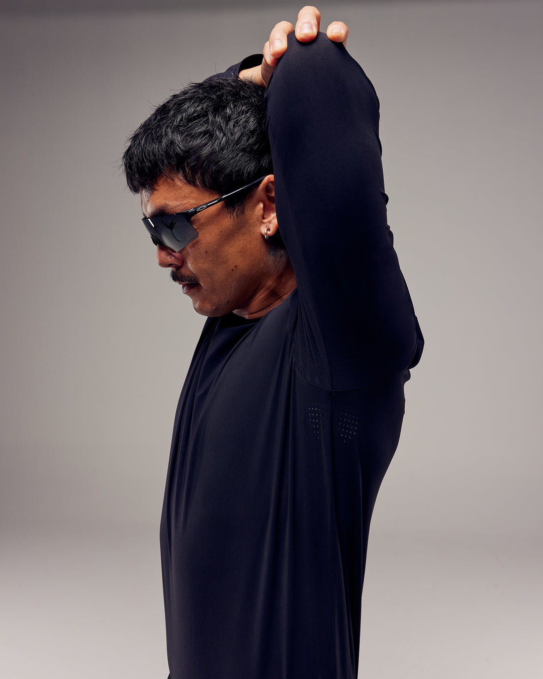 Man wearing Cadence Long Sleeve Tee - Black - view 2