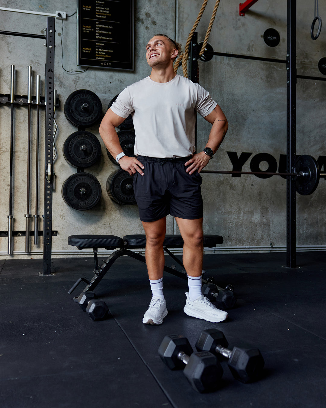 Man Wearing Restore CloudFLX Short - Black | Model:Ollie | Size:L - view 3