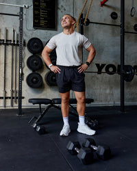 Man Wearing Restore CloudFLX Short - Black | Model:Ollie | Size:L | Thumbnail Index: 2