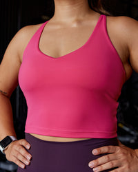 Woman wearing Movement Active Tank - Pink Flash | Thumbnail Index: 2