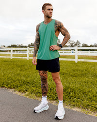 Man wearing Race Day Performance Tank - Mystic Green | Thumbnail Index: 3