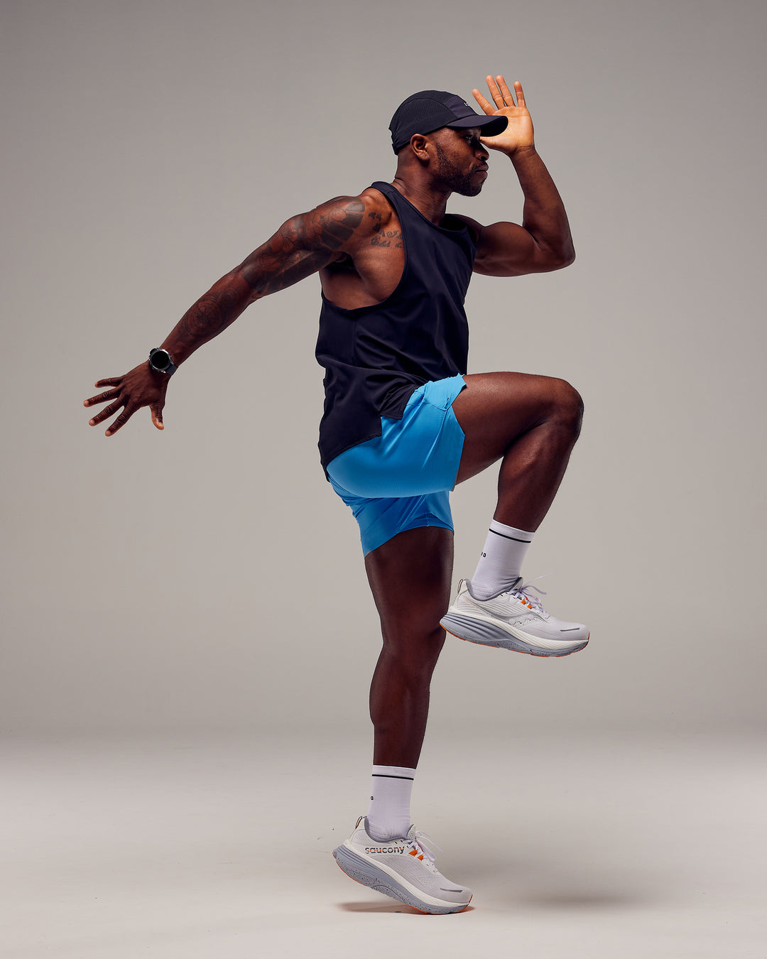 Man wearing UltraAir 5" Lined Performance Shorts - Azure Blue - view 1