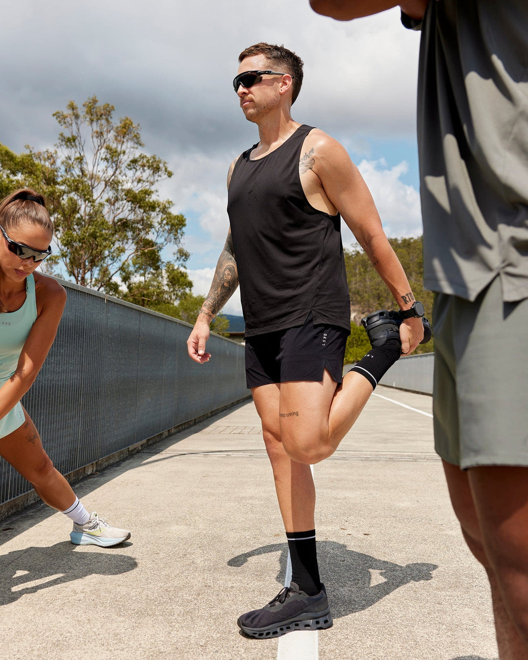 Man wearing UltraAir 5" Lined Performance Short - Black-Reflective - view 3
