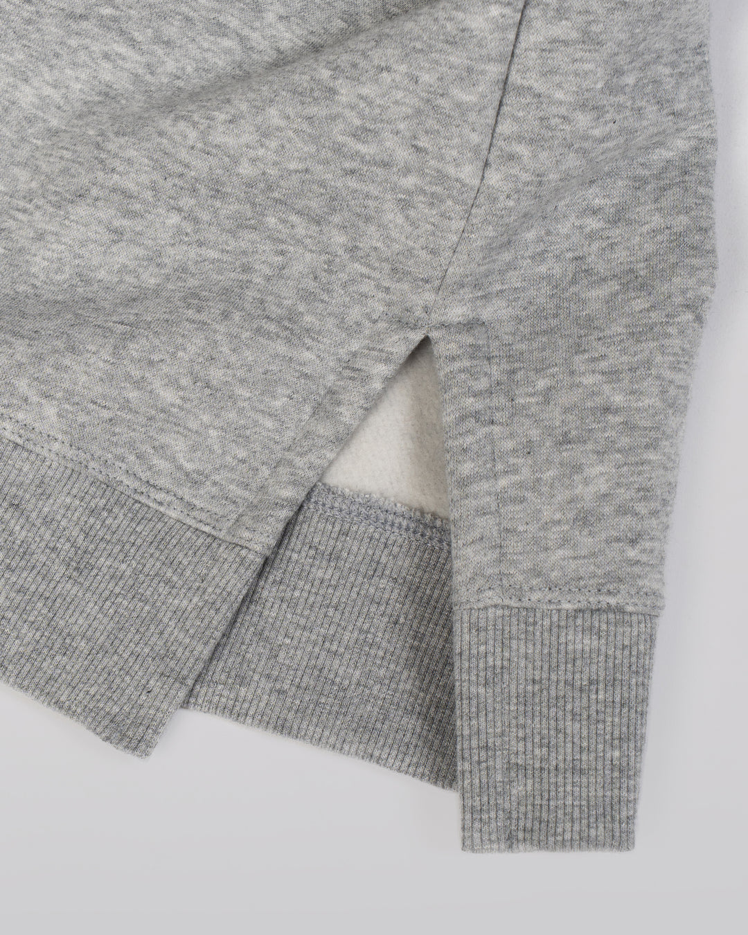 Full Form Fleece Sweater with Side Slits - Marl Grey - view 2