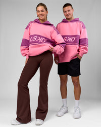 Duo wearing A-Team Oversized Hoodie - Candy Pink-Boysenberry | Model:Amity | Size:S | Model:Arran | Size:M | Thumbnail Index: 2