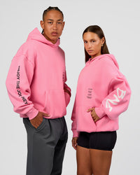 Duo wearing CFT BNE 26 Unisex Oversized Hoodie - Candy Pink-Black | Model:Brylee | Size:XS | Model:Malebo | Size:M | Thumbnail Index: 5