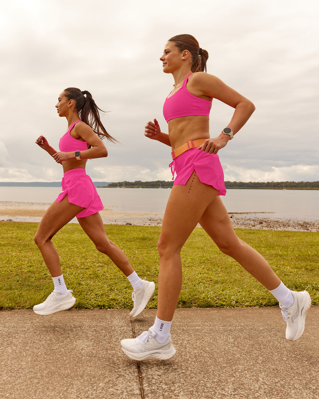 Woman wearing Accelerate 3" Running Short - Ultra Pink | Model:Duo | Size:Both - view 8